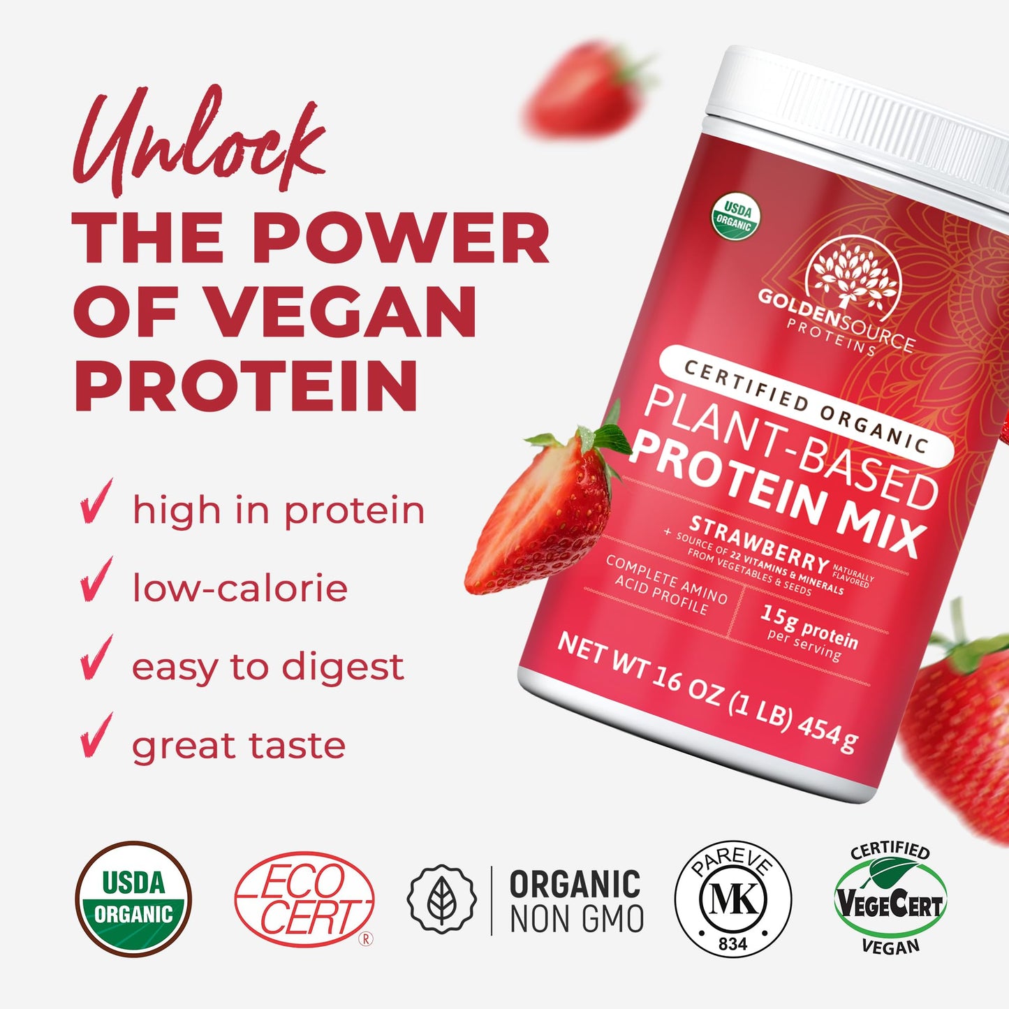 Strawberry - Organic Plant-Based Protein Mix