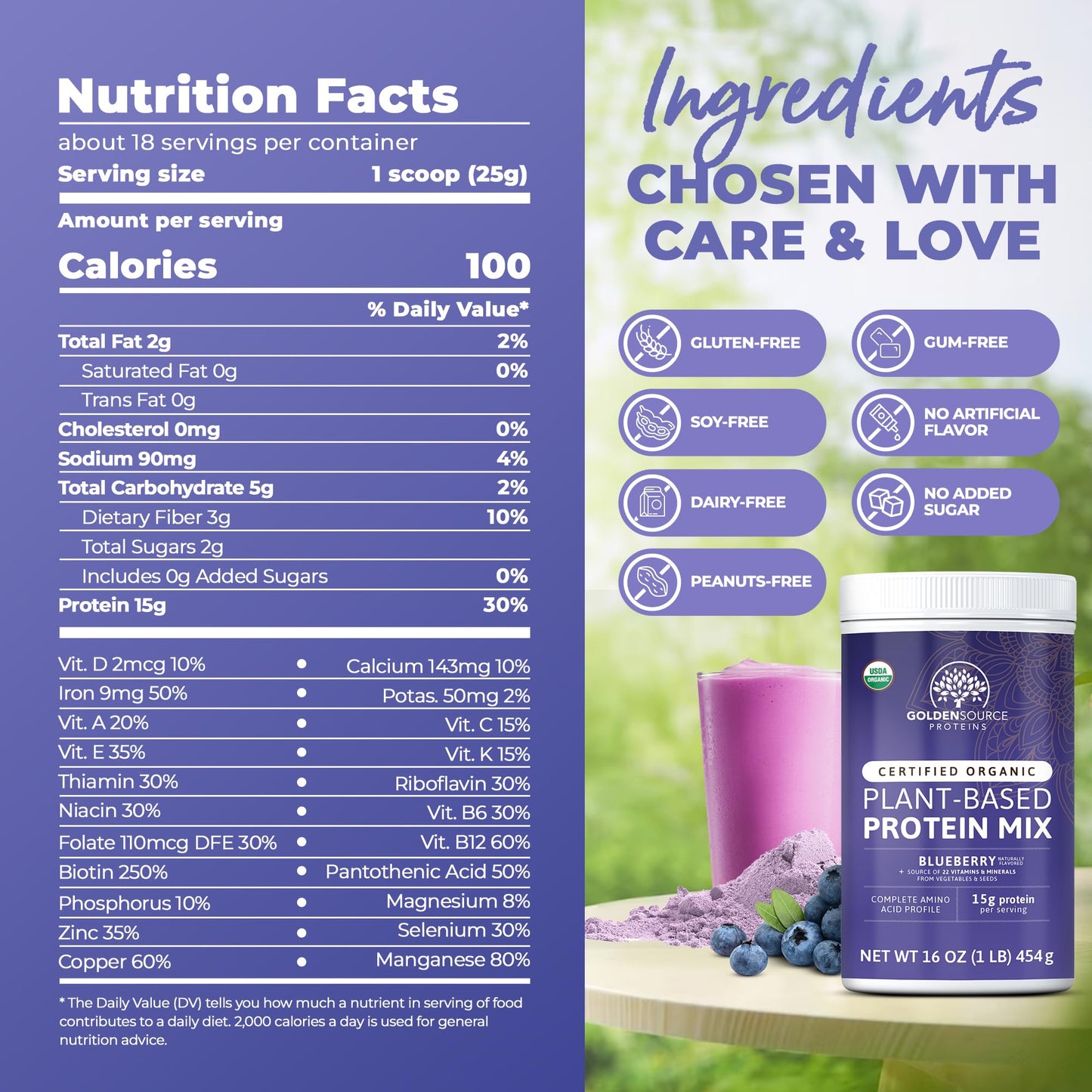 Blueberry-Açaï - Organic Plant-Based Protein Mix